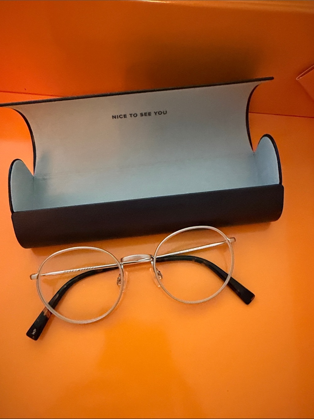 Warby Parker SIMON Round Metal Frame Glasses with Black Temple Tips - Silver